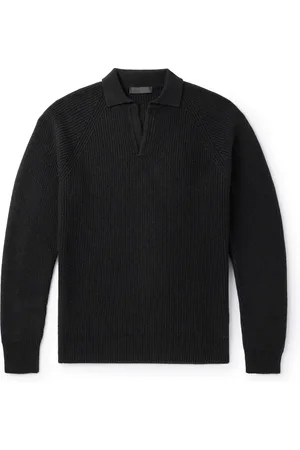 Saman Amel Slim-Fit Ribbed Cashmere Polo Shirt