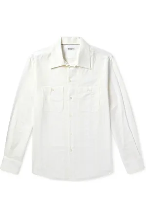 Brunello Cucinelli Striped Embroidered Cotton Shirt
