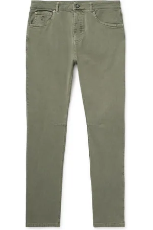 Brunello Cucinelli Tapered Garment-Dyed Stretch-Cotton Trousers
