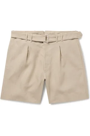Stoffa Wide-Leg Belted Pleated Linen Shorts