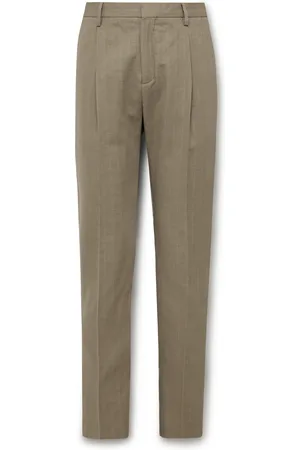Sunspel Straight-Leg Pleated Textured-Cotton Trousers