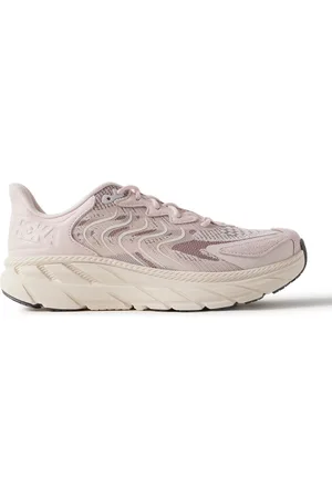 Hoka One One Clifton LS Rubber-Trimmed Mesh, Leather and Suede Running Sneakers