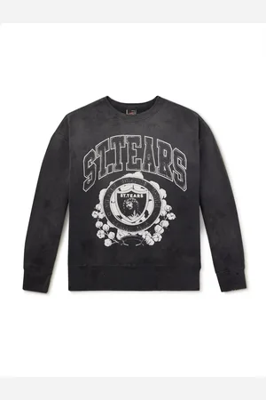 SAINT MXXXXXX Denim Tears Saint Tears Distressed Printed Cotton-Jersey Sweatshirt