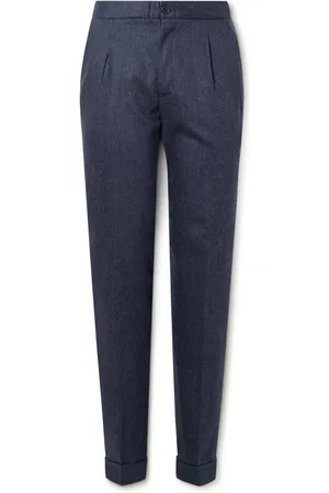 Thom Sweeney Slim-Fit Straight-Leg Pleated Wool-Blend Trousers