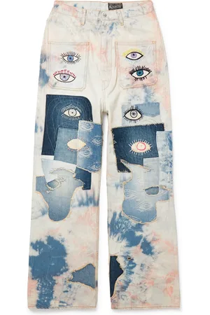 KAPITAL Slim-Fit Patchwork Embroidered Tie-Dyed Jeans
