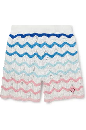 Casablanca Wave Straight-Leg Logo-Appliquéd Crocheted Cotton Shorts