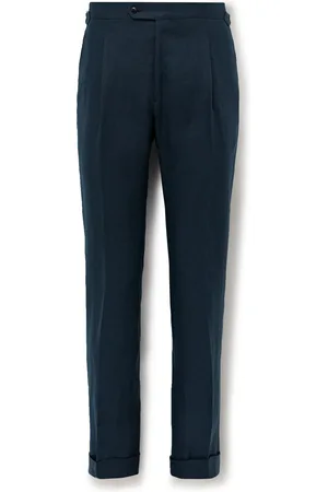 Saman Amel Slim-Fit Pleated Linen Suit Trousers