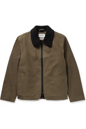 OLIVER SPENCER Lambeth Fleece-Trimmed Coated-Cotton Jacket