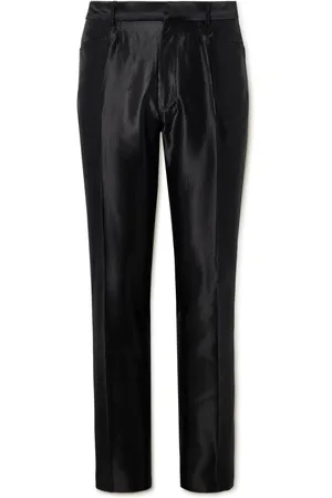 Tom Ford Dyylan Slim-Fit Ribbed Cotton-Blend Satin Trousers