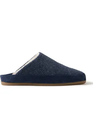 Mulo Suede-Trimmed Shearling-Lined Wool Slippers
