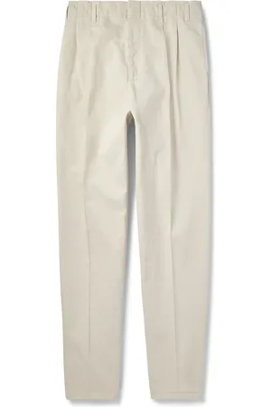 Brunello Cucinelli Tapered Pleated Cotton-Gabardine Trousers