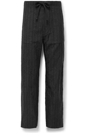 Kaptain Sunshine Take Easy Baker Straight-Leg Pinstriped Wool-Twill Drawstring Suit Trousers