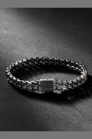 John Hardy Industrial Double Row and Rhodium Bracelet
