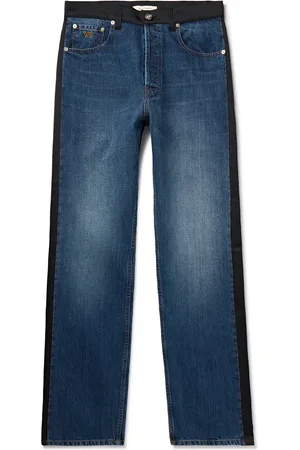 WALES BONNER Echo Straight-Leg Satin-Trimmed Jeans