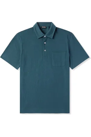 Ermenegildo Zegna Slim-Fit Leather-Trimmed Cotton-Piqué Polo Shirt