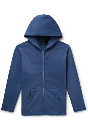 Les Tien Garment-Dyed Distressed Cotton-Jersey Zip-Up Hoodie