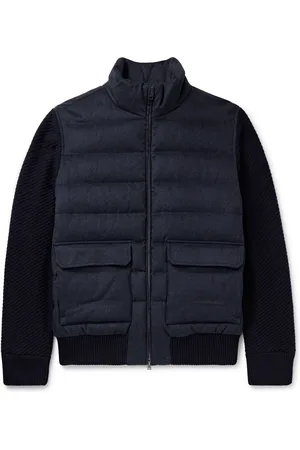 HERNO Slim-Fit Ribbed Wool and Quilted Silk and Cashmere-Blend Down Jacket