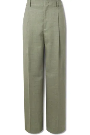 Jil Sander Wide-Leg Pleated Mohair and Wool-Blend Trousers