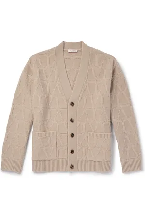 VALENTINO GARAVANI Toile Iconographe Cable-Knit Virgin Wool Cardigan