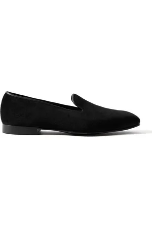 GEORGE CLEVERLEY Windsor Leather-Trimmed Velvet Loafers