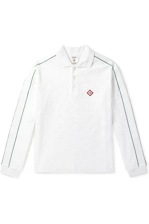 Casablanca Logo-Appliquéd Striped Cotton-Blend Terry-Jacquard Polo Shirt
