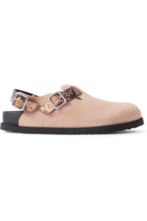 Birkenstock Tokio Cazador Snake-Effect Leather-Trimmed Suede Clogs