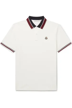 Moncler Logo-Appliquéd Contrast-Tipped Cotton-Piqué Polo Shirt