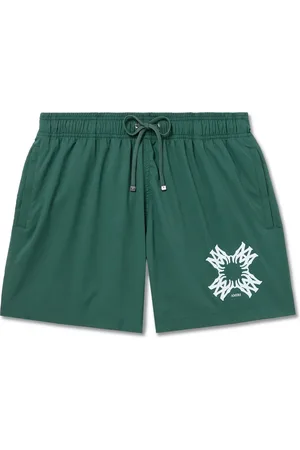 AMIRI Straight-Leg Mid-Length Logo-Print Swim Shorts