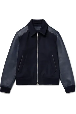 Mr P. Panelled Ribbed Wool and Textured-Leather Varsity Jacket