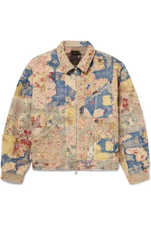 KAPITAL Boro Distressed Patchwork Cotton and Linen-Blend Zip-Up Jacket