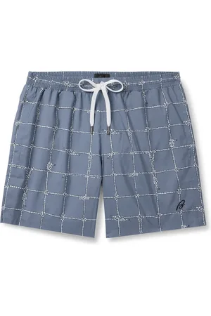 BRIONI Straight-Leg Long-Length Checked Swim Shorts