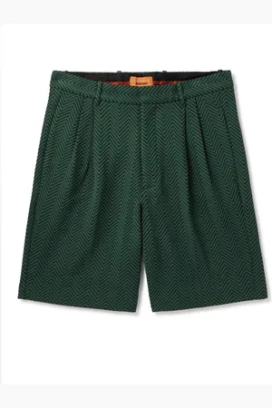 Missoni Straight-Leg Pleated Herringbone Cotton-Blend Shorts
