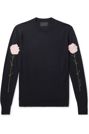 Simone Rocha Carnation Intarsia Wool and Silk-Blend Sweater
