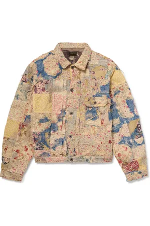 KAPITAL Boro Distressed Patchwork Cotton and Linen-Blend Jacket