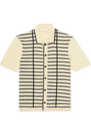 Mr P. Jude Striped Ribbed Organic Cotton Shirt