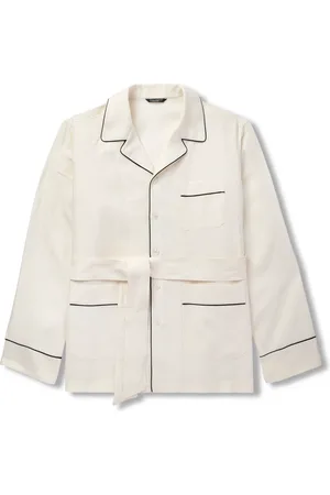 Dolce & Gabbana Camp-Collar Belted Piped Linen and Silk-Blend Overshirt