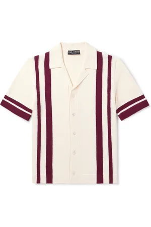 Dolce & Gabbana Camp-Collar Striped Cotton-Blend Polo Shirt