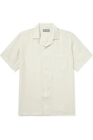 CANALI Camp-Collar Garment-Dyed Linen Shirt