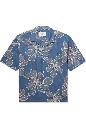 Corridor Camp-Collar Embroidered Voile Shirt