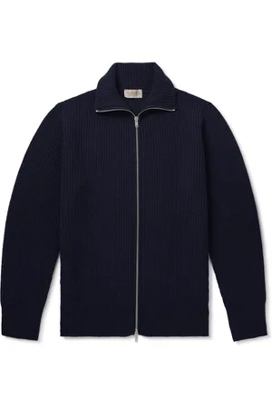 JOHN SMEDLEY Ribbed Recycled-Cashmere and Merino Wool-Bland Zip-Up Cardigan