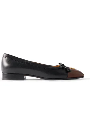 VALENTINO GARAVANI Valet Du Roi Logo-Embellished Bow-Detailed Two-Tone Leather Loafers
