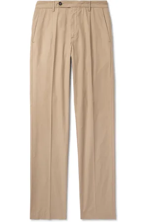 MASSIMO ALBA Slim-Fit Straight-Leg Pleated Cotton Trousers