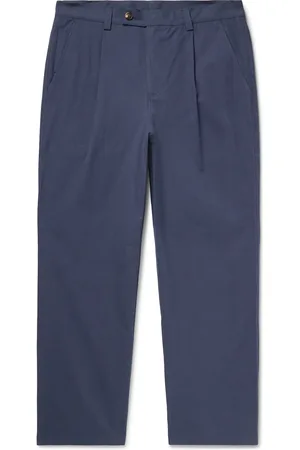 Corridor Straight-Leg Pleated Cotton-Sateen Trousers