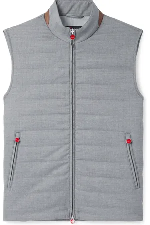 Kiton Slim-Fit Suede-Trimmed Quilted Wool-Blend Gilet