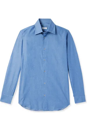 DE PETRILLO Brushed Cotton-Chambray Shirt