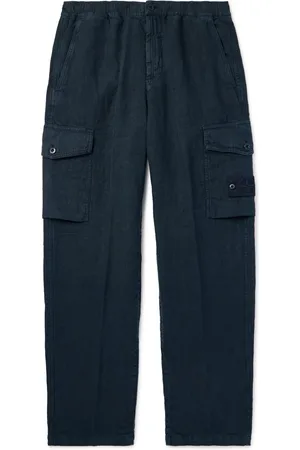 Stone Island Ghost Straight-Leg Garment-Dyed Linen-Twill Cargo Trousers