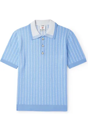 Casablanca Logo-Jacquard Striped Cotton-Blend Polo Shirt