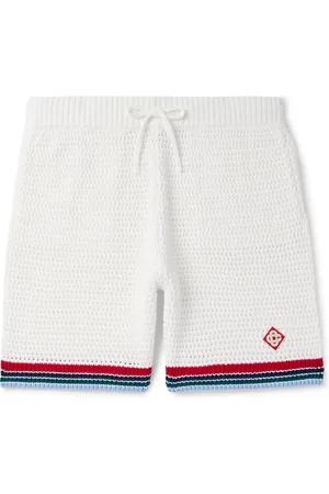 Casablanca Gothic Straight-Leg Logo-Appliquéd Crocheted Cotton Drawstring Shorts