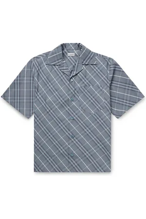 Burberry Camp-Collar Checked Cotton-Poplin Shirt