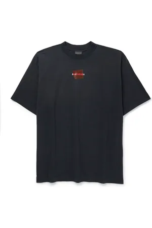 Balenciaga Logo-Embroidered Printed Cotton-Jersey T-Shirt